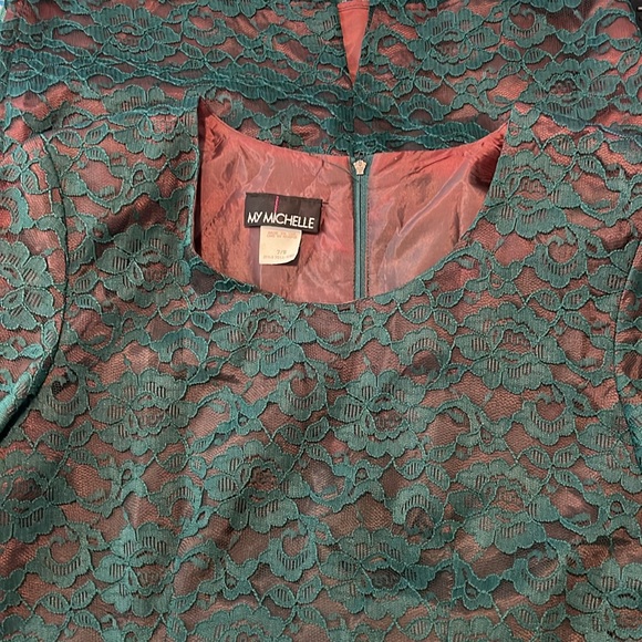 MY MICHELLE Women's Vintage green lace dress size 7/8 - Picture 4 of 4